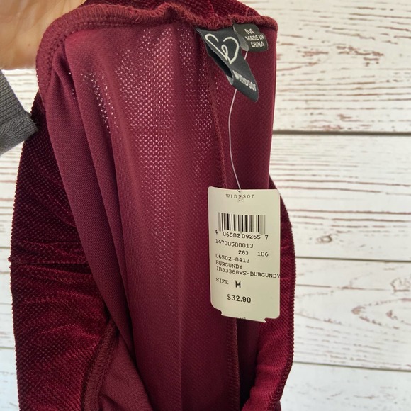 Windsor M Maroon High Waist Luxe Velvet Straight Leg Pants - Picture 7 of 8